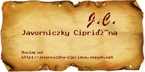 Javorniczky Cipriána névjegykártya